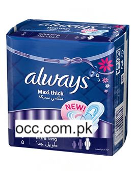 Always Extra Long Maxi Thick – 8 Pieces