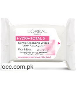 L’Oreal Paris Hydra Total 5 Gentle Cleansing Wipes (Dry & Sensitive Skin) – 25’s